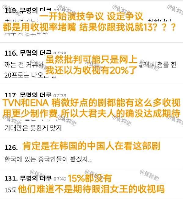 有網民諷刺劇組為迎合市場,更笑指此劇可能主要是在韓中國人在觀看。(微博截圖)