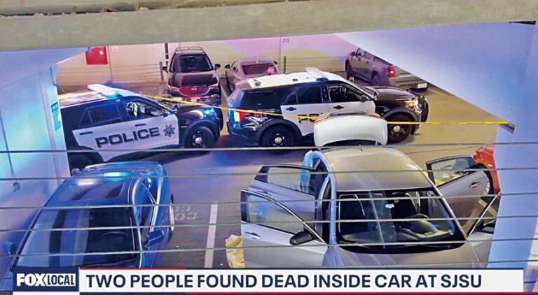聖荷西州大體內停車場發生雙屍命案，警方調查調查。KTVU2電視截圖