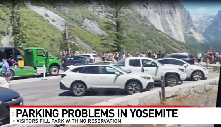 優山美地國家公園停車場爆滿。FOX26電視截圖