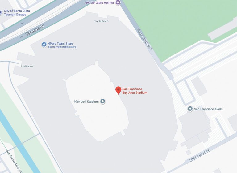 谷歌地圖將利維球場標注為「三藩市灣區球場」（San Francisco Bay Area Stadium）。谷歌地圖