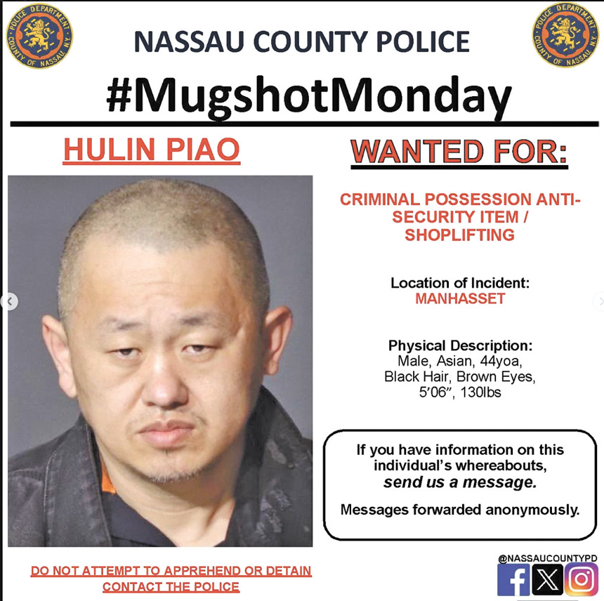 警方發布嫌疑人的圖像。 圖片來源:長島警方Instagram社交媒體