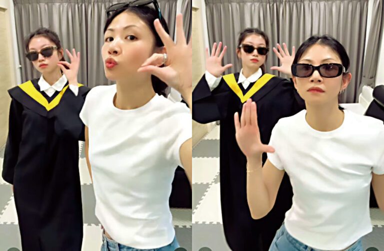 李千娜與女兒同框熱舞。網上圖片