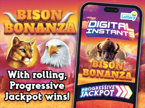 北卡州「Bison Bonanza」數位即開型彩票遊戲。官網