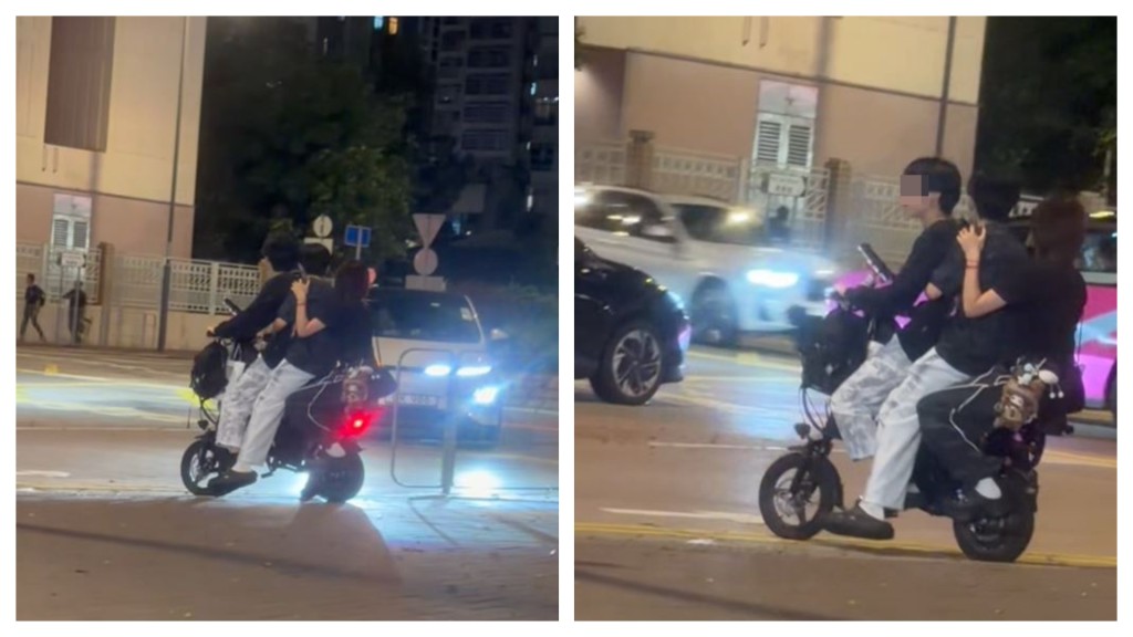 元朗少年電動單車載三人 無視安全法規引關注
