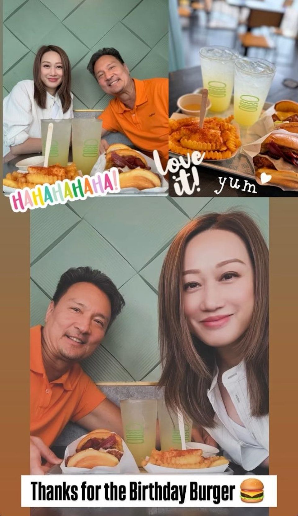 黃子雄與舊愛夏竹欣一同慶祝她的46歲生日。