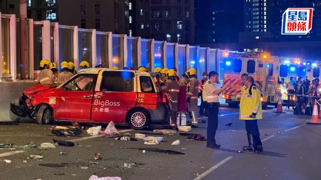 青沙公路致命車禍 的士與客貨車相撞致兩死 車隊方配合調查
