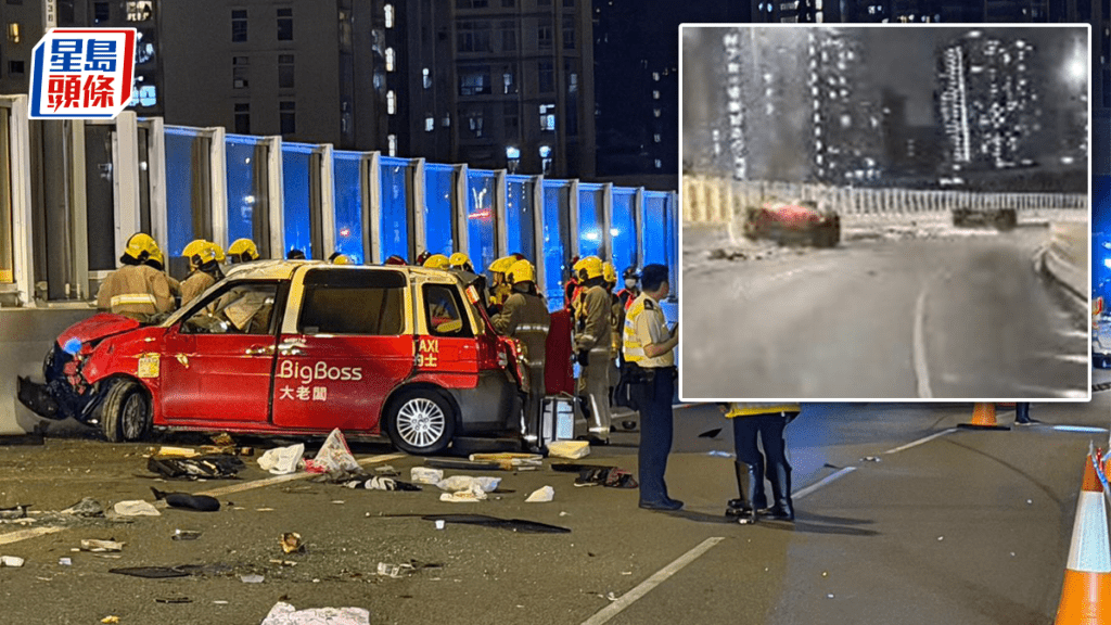 青沙公路發生嚴重交通意外 的士遭撞翻滾 兩乘客身亡