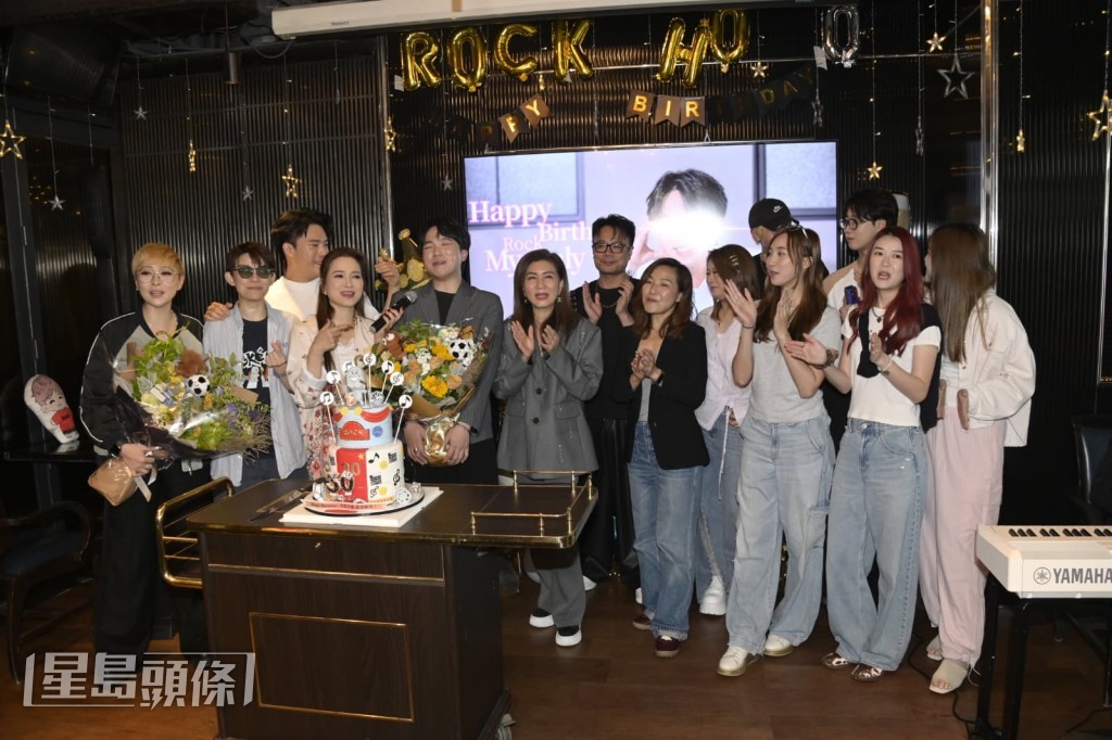 潘靜文(Sherman)出席好友何晉樂(Rock)的30歲生日會暨新歌發布會。