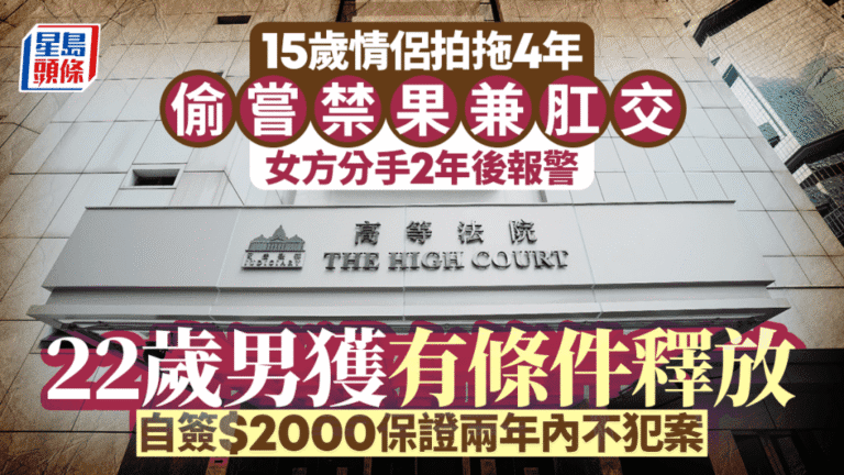 青梅竹馬情侶未成年時發生性行為 分手後女方報案 男被告獲有條件釋放