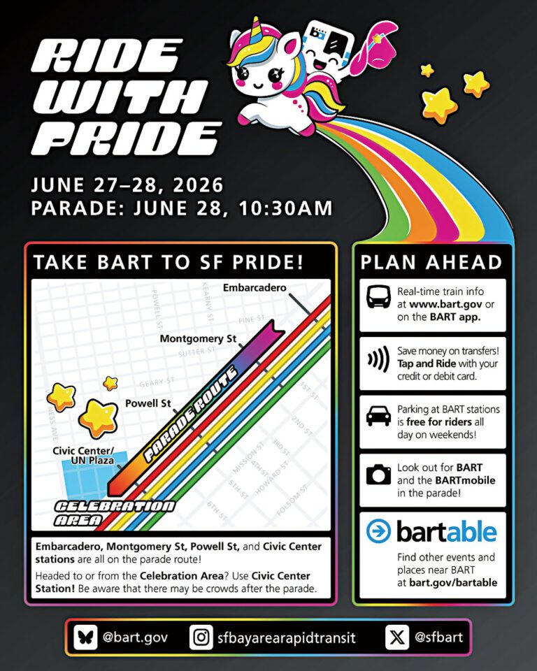 灣區捷運為28日的同志驕傲大遊行做好準備。BART