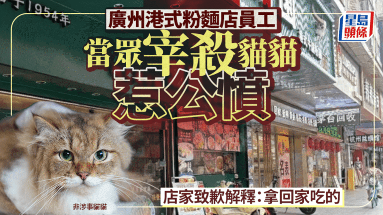 廣州港式粉麵店員工被指當眾處理貓隻 店家致歉稱員工帶回家食用