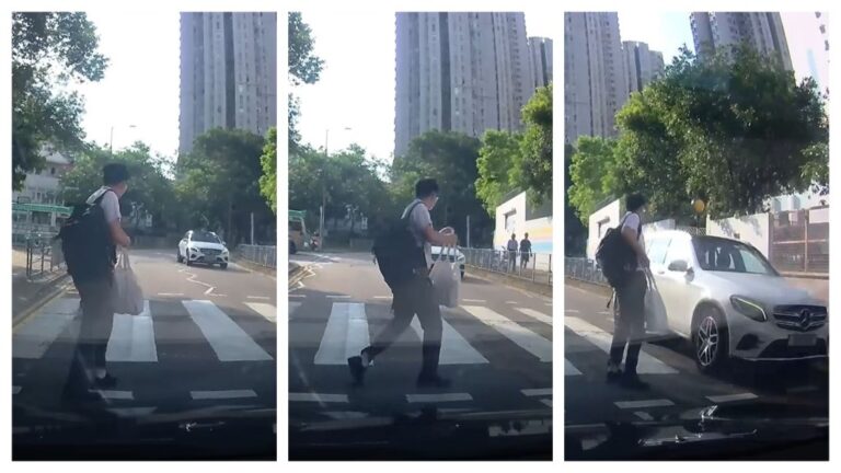 將軍澳坑口私家車未讓斑馬線 男學生過路險被撞