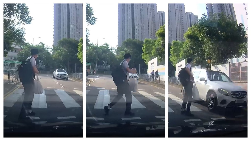 將軍澳坑口私家車未讓斑馬線 男學生過路險被撞