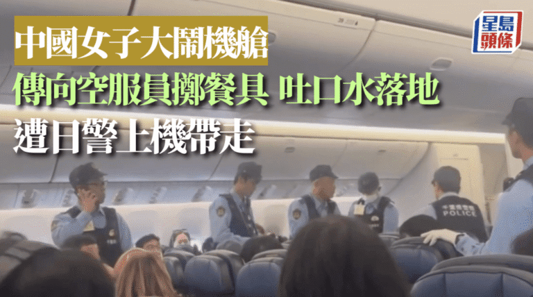 中國女乘客機艙滋擾 航班備降日本由警方帶離