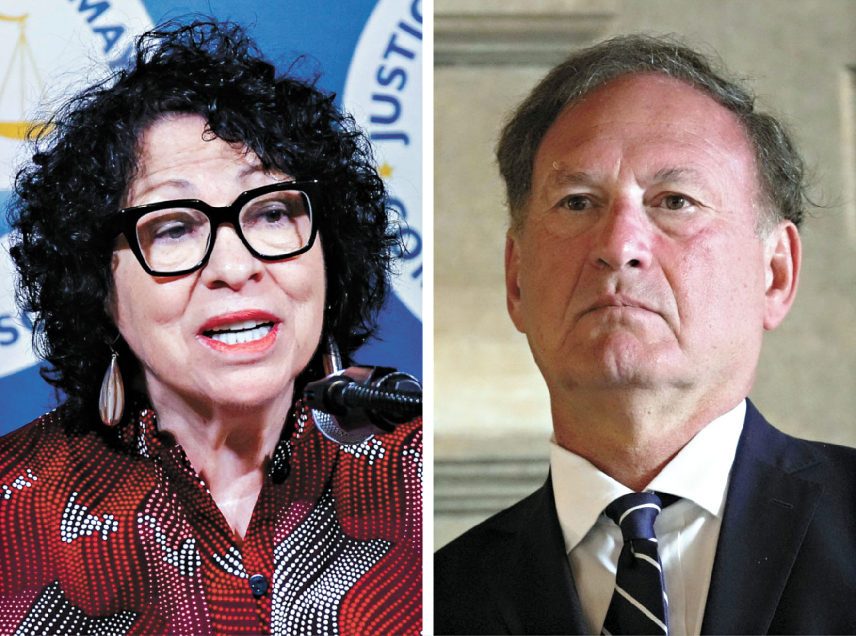 聯邦最高法院大法官索托馬約爾（左）與大法官阿利托。美聯社資料圖