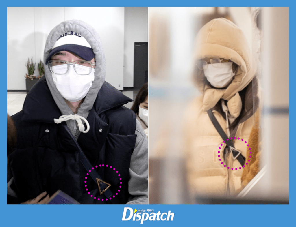 李鍾碩與IU使用同一款袋，並作情侶打扮。（《Dispatch》圖片）