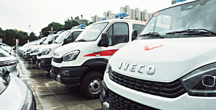 四千萬物資涵蓋五十輛救護車。網上圖片
