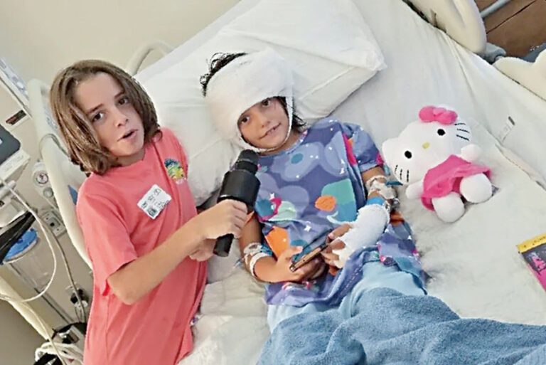 7歲女童Patricia（右）遭惡狗襲擊受重傷入院治療。GoFundMe