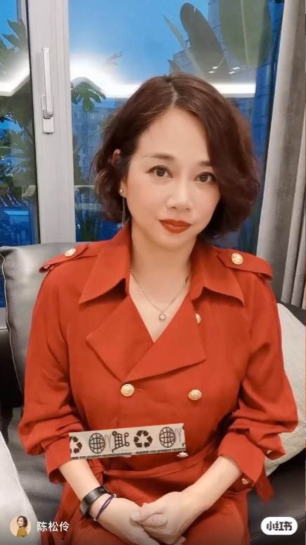 即使使用了重濾鏡，也難以完全修飾陳松伶的圓潤臉型。