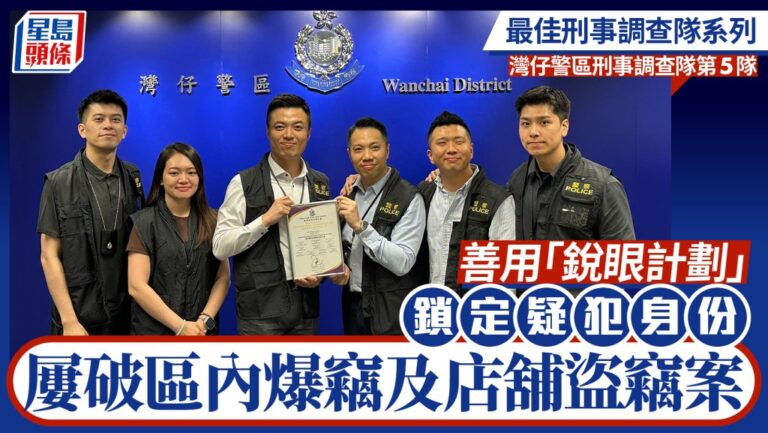 灣仔刑偵隊善用「銳眼計劃」 高效偵破連環爆竊盜竊案