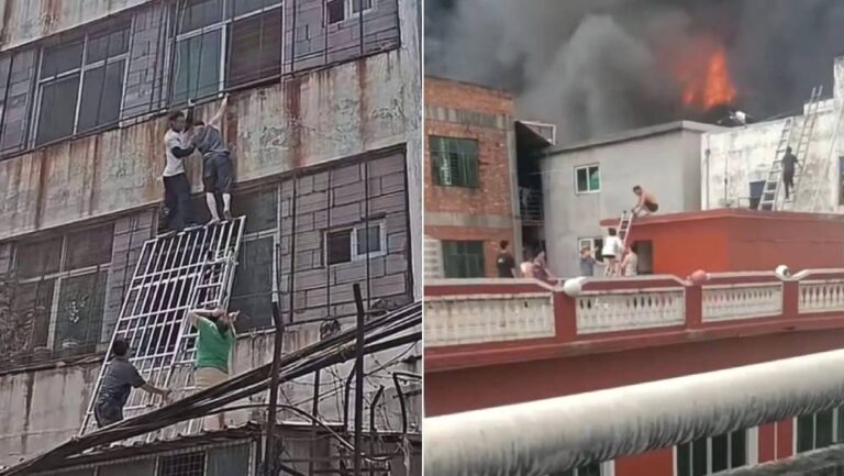 福建晉江鞋廠火災 攀岩愛好者路過徒手爬牆救出三人