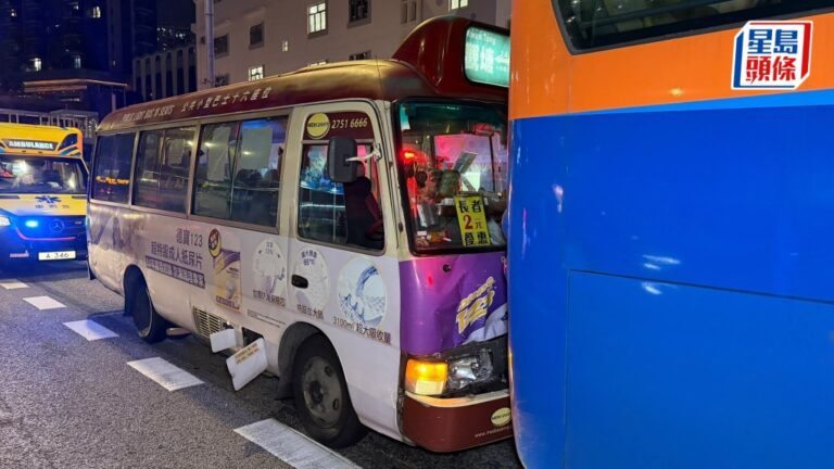 牛頭角彩石里小巴與旅遊巴相撞 8人輕傷送院