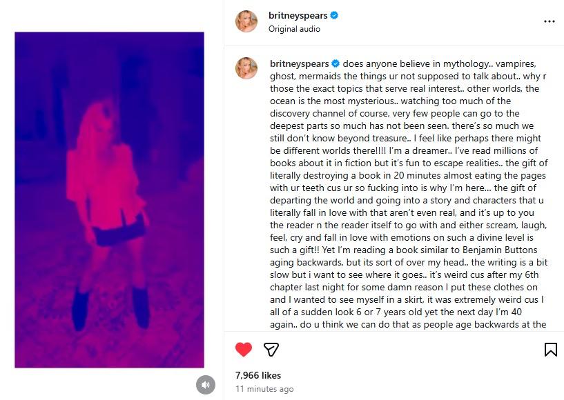今日,Britney 再發表長文,質問為何人們對不真實的事如此有興趣,並再次提到大家只看表面。