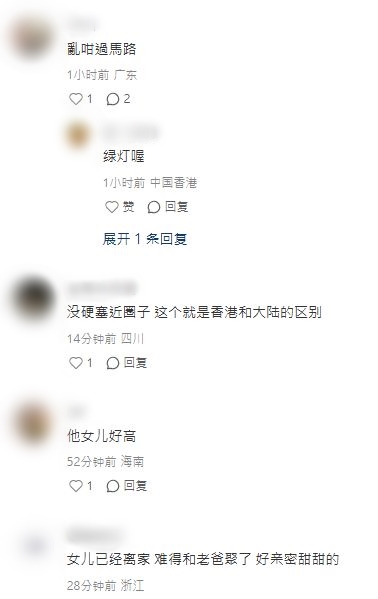 有網民對任達華父女過馬路的方式提出疑問。