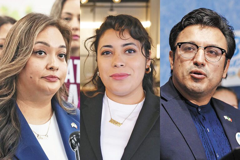 伊州第四選區國會議員競選問題複雜，兩名獨立候選人馬西亞斯（中）與盧漢士（右）被伊州選委會聽證官責疑未能提交最低數量的有效請願簽名。