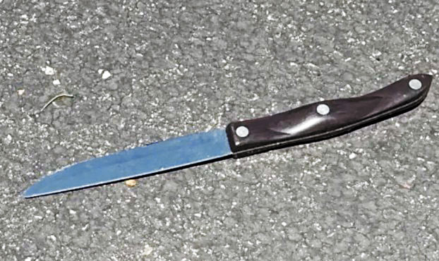 警方在開槍事件中繳獲一把刀。爾灣市警察局