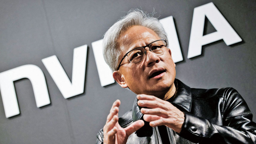 英偉達CEO黃仁勳領銜簽署的聯名公開信,希望政府支持開源AI模型發展,避免過早施加限制。路透社資料圖片