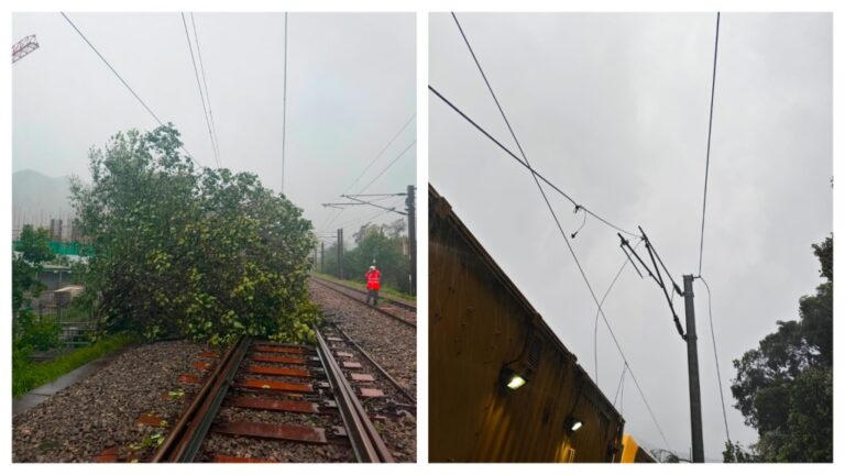 颱風紅霞襲港 東鐵綫部分路段跳電 太和站架空電纜受損需時修復