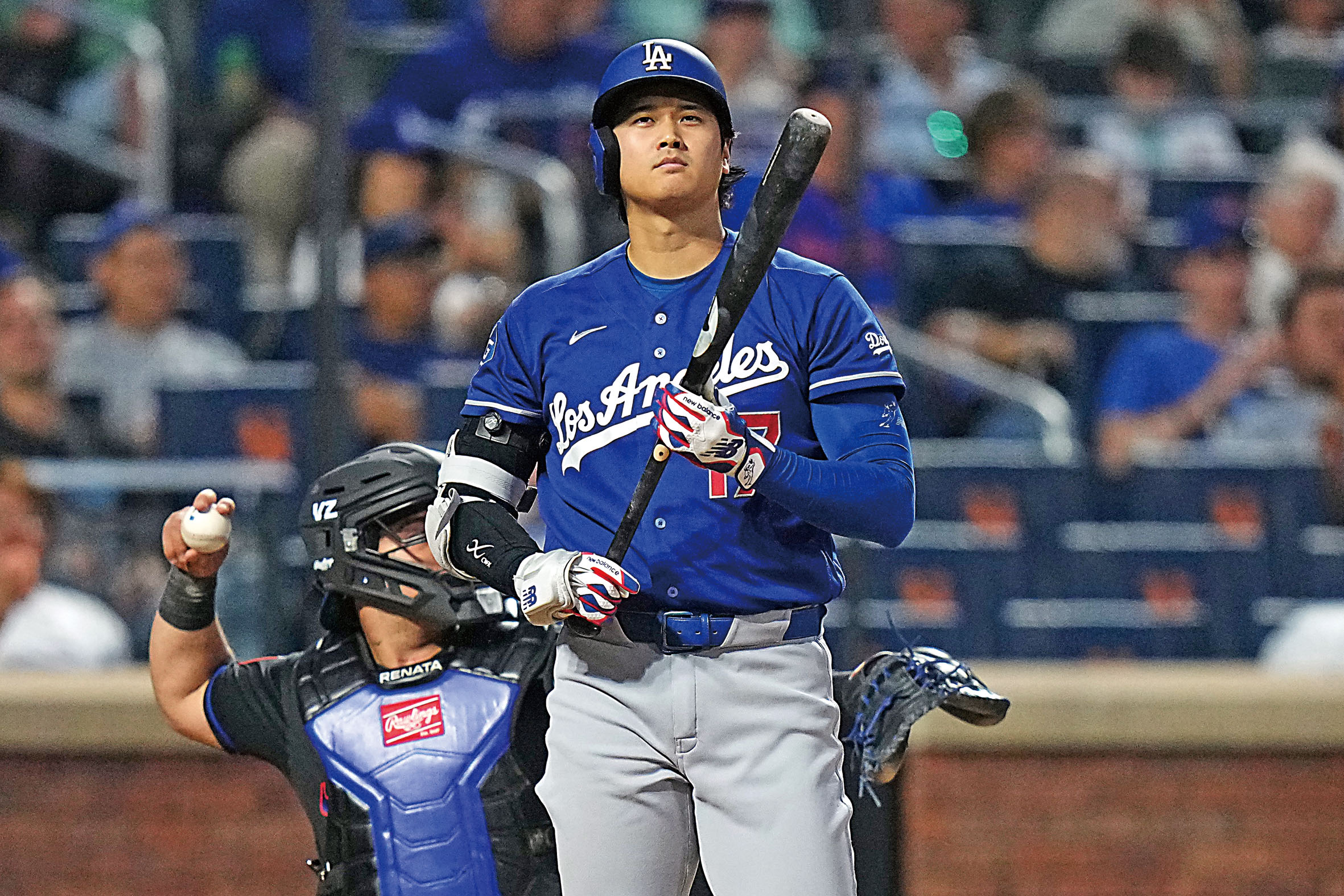 大谷被三振後作出反應。美聯社