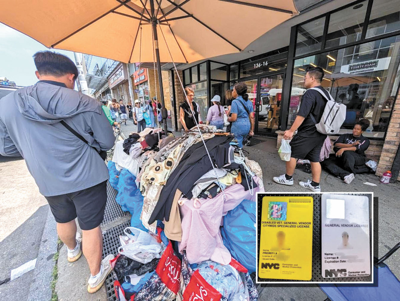 市清潔局執法人員查獲一名攤販,持有兩張涉嫌遭冒用的攤販執照。 圖片來源:黃敏儀辦公室