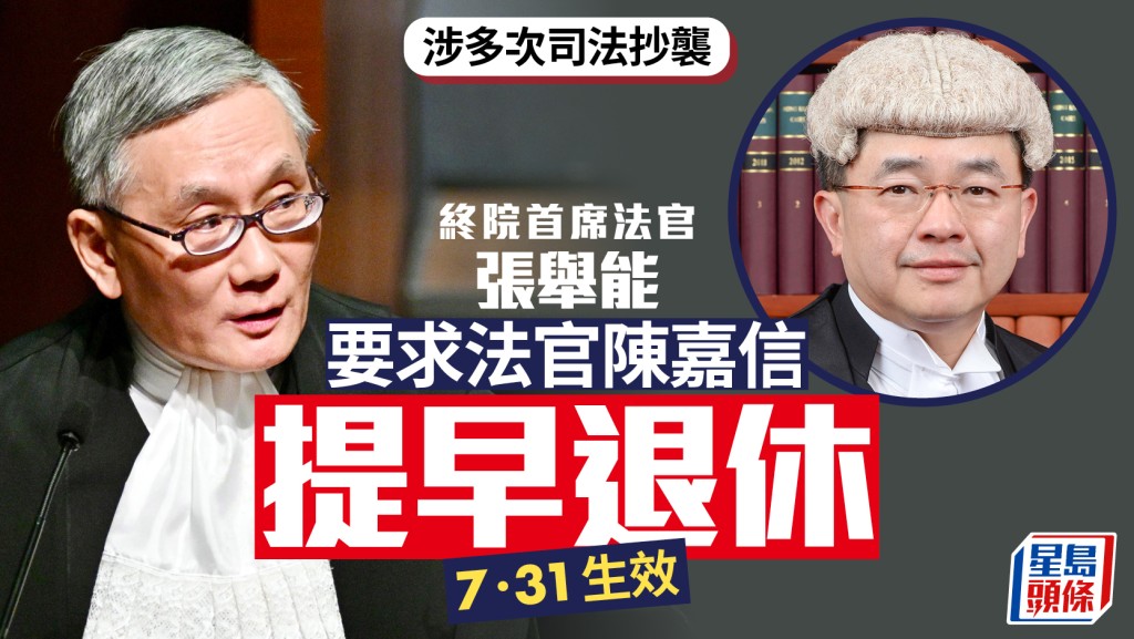 法官陳嘉信涉多次司法抄襲 終院首席法官張舉能要求其提早退休