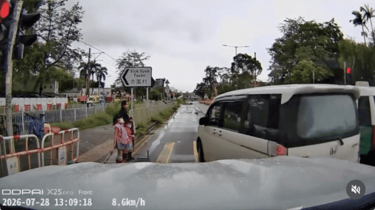 洪水橋車Cam直擊 私家車衝紅燈險撞過路外傭及幼童