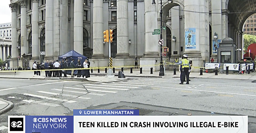 事故發生後,警方封鎖現場進行調查。 CBS紐約截圖