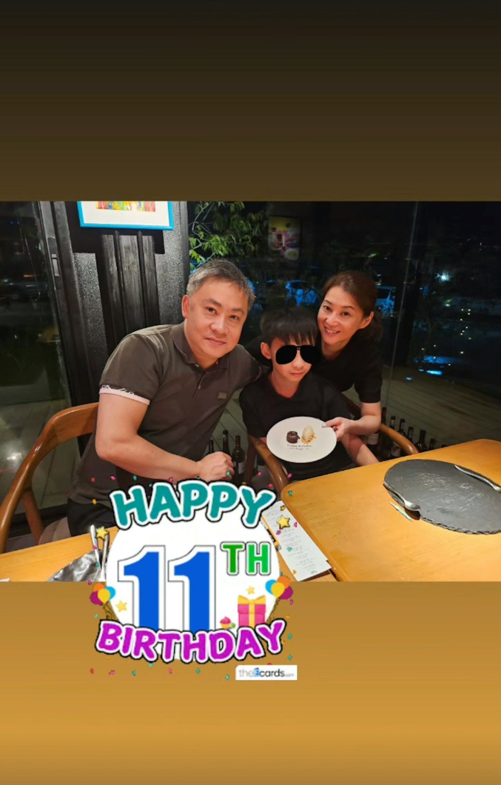陳伶俐去年與丈夫為11歲兒子慶祝生日,以此行動澄清婚變傳聞。