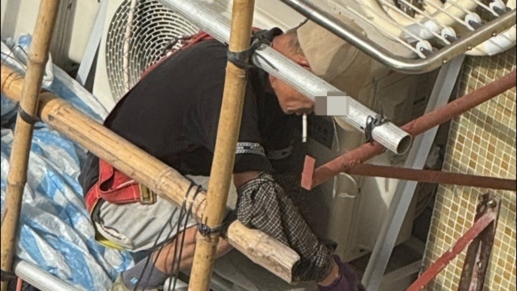 竹園南邨工人棚架工作疑叼煙 違反地盤新禁煙令引關注