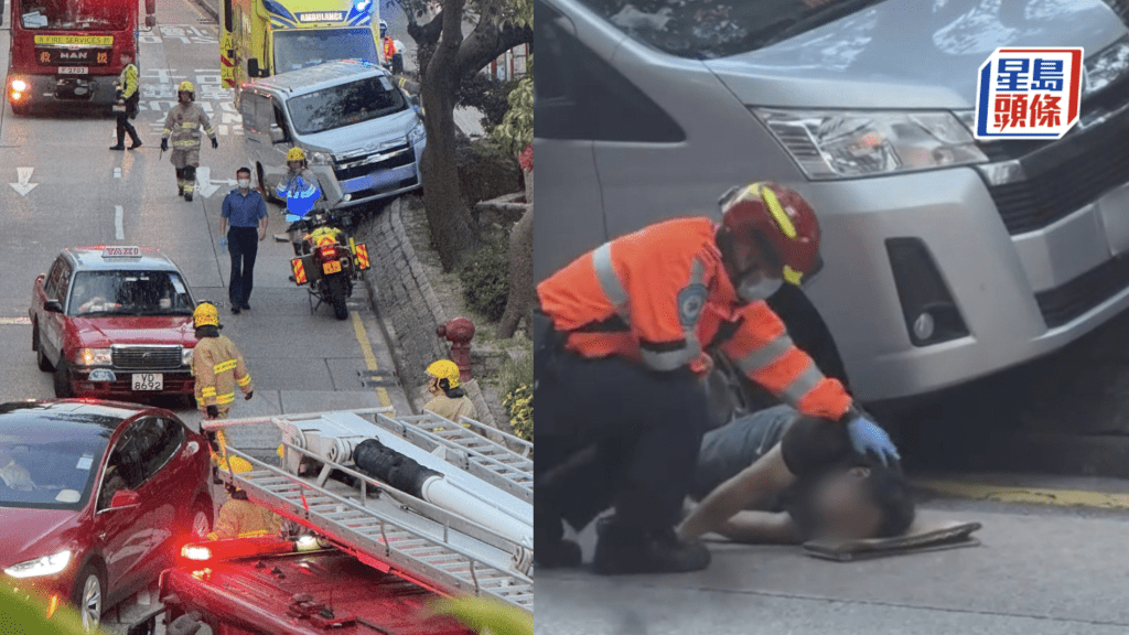 尖沙咀客貨車失控衝上花槽 六旬司機不適送院