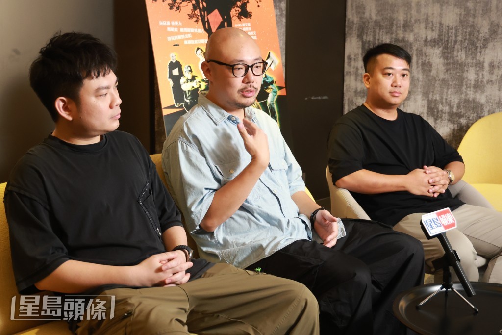 《UFO離奇命案》開拓新營運方向,由新導演郭家禧(左)、李振傑(中)執導,好友黃德進(右)出資三百萬港元拍攝。