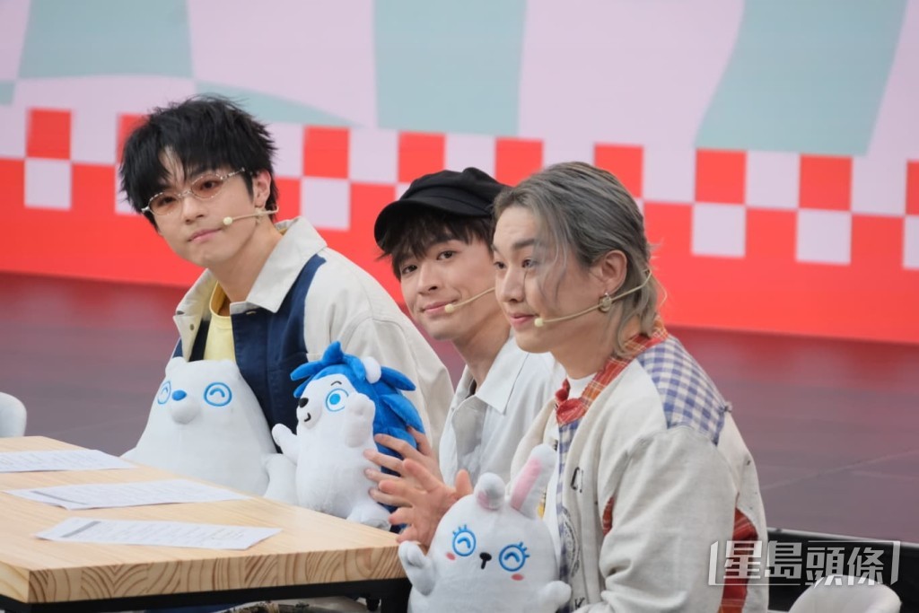三人即場嘗試為公司吉祥物生啤、生氣和生菜配音。