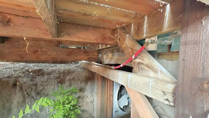 住在房子下面的人甚至接通風扇並偷用房屋的電力。KTLA