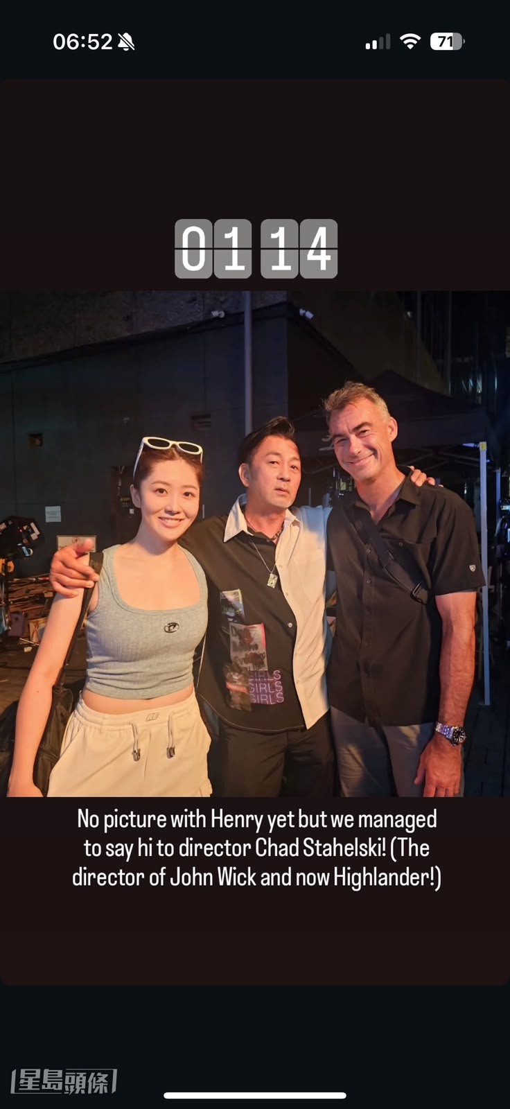 武指林迪安與女兒和男主角亨利卡維合影。