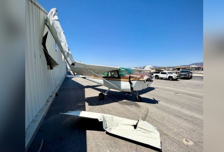 南加州小飛機撞機場機庫 飛行員僥倖生還