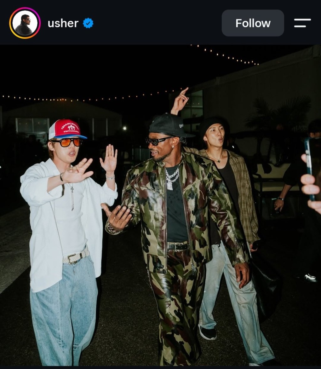 有指Usher將RM及J-Hope介紹給了Chris Brown認識。