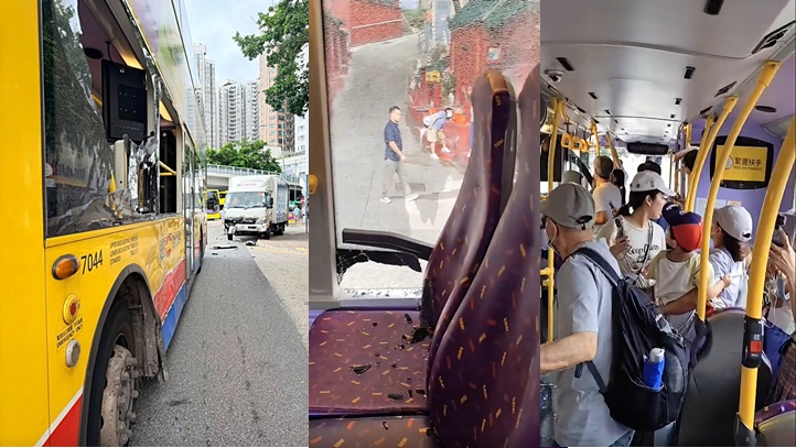 香港仔貨車攔腰撞城巴 5人受傷送院