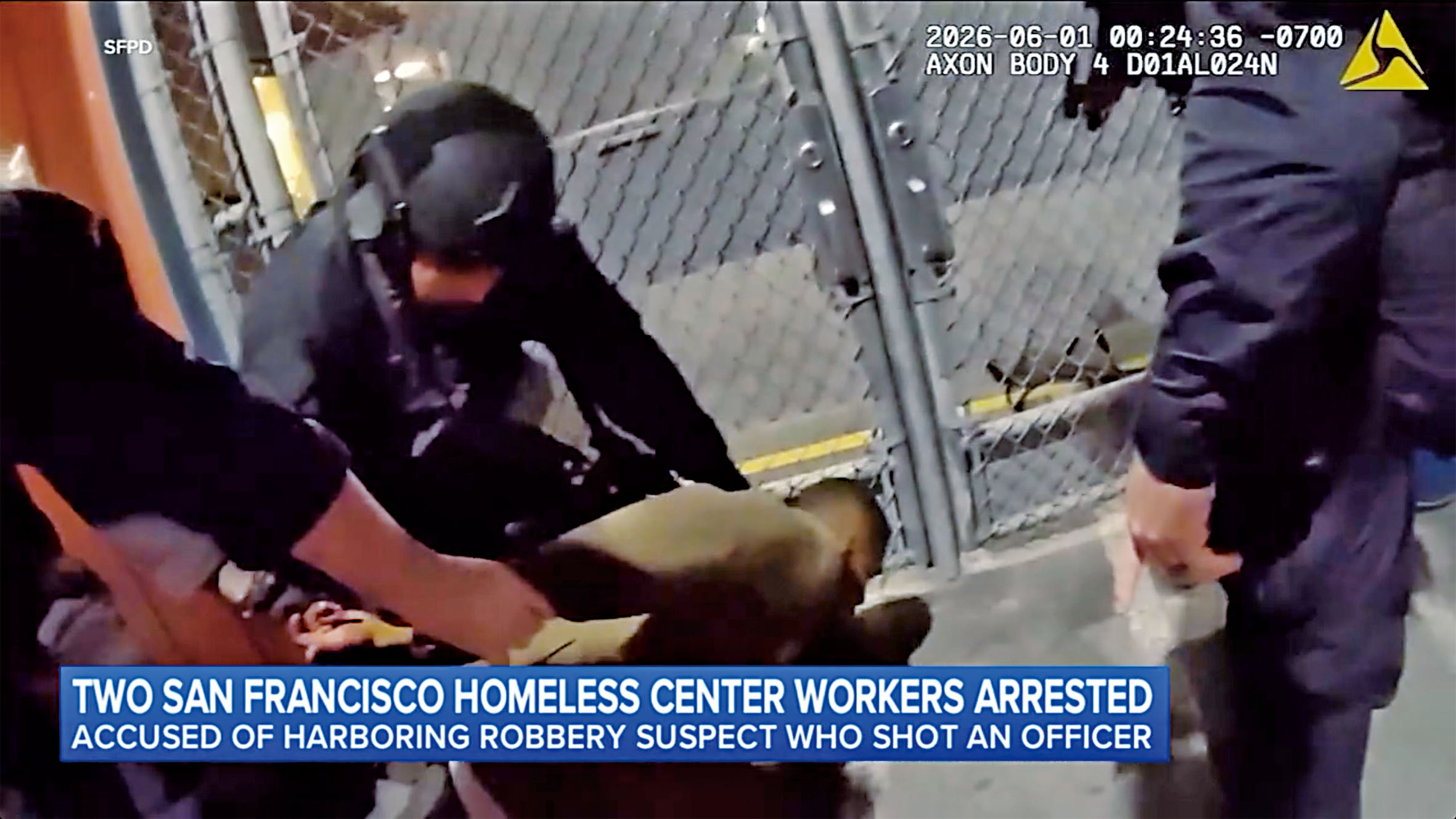 警方逮捕嫌犯的畫面。ABC7電視畫面/SFPD