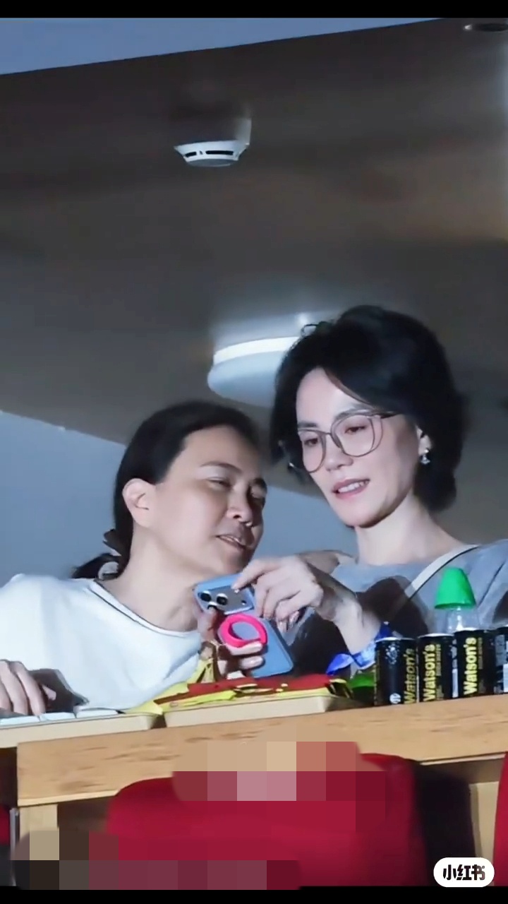王菲與身邊的朋友言談甚歡。