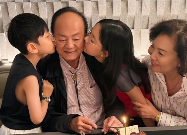 狄龍80歲生日,獲孫仔孫女送吻慶祝。